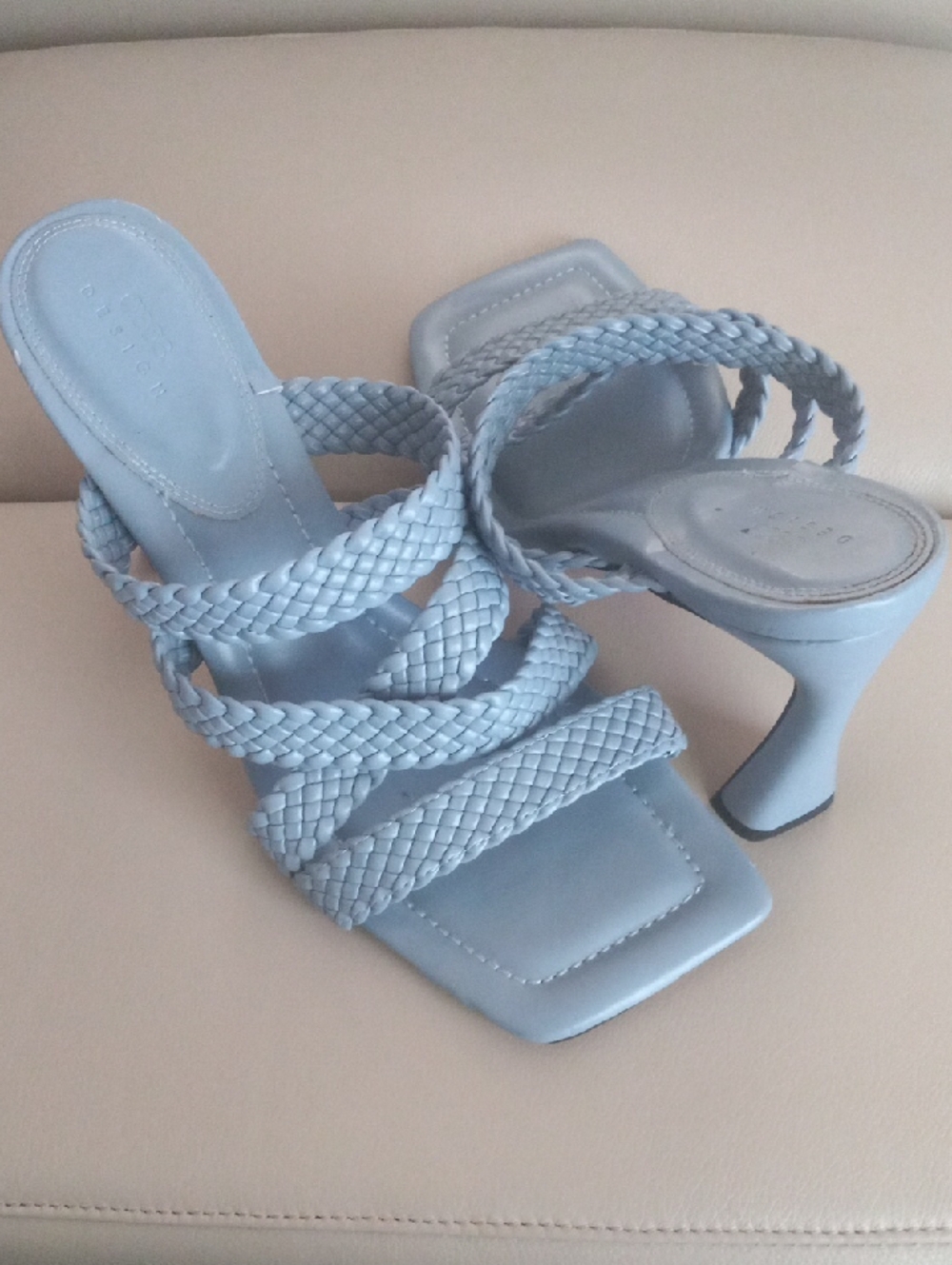 ASOS Braided Strappy High-Heel Sandals in Light Blue - Women's Size 12
